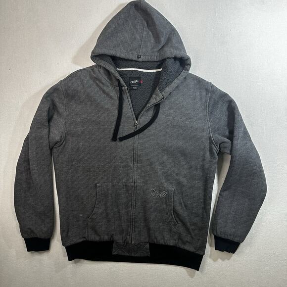 Y2K Oneill Skater Grunge Zip Up Hoodie Sweatshirt Mens Large Fur Sherpa Lined - Picture 1 of 10